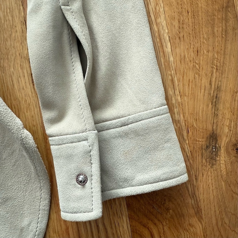 Vince Nubuck Safari Shirt Jacket 100% Lamb Leather XS Beige Taupe - Picture 9 of 9